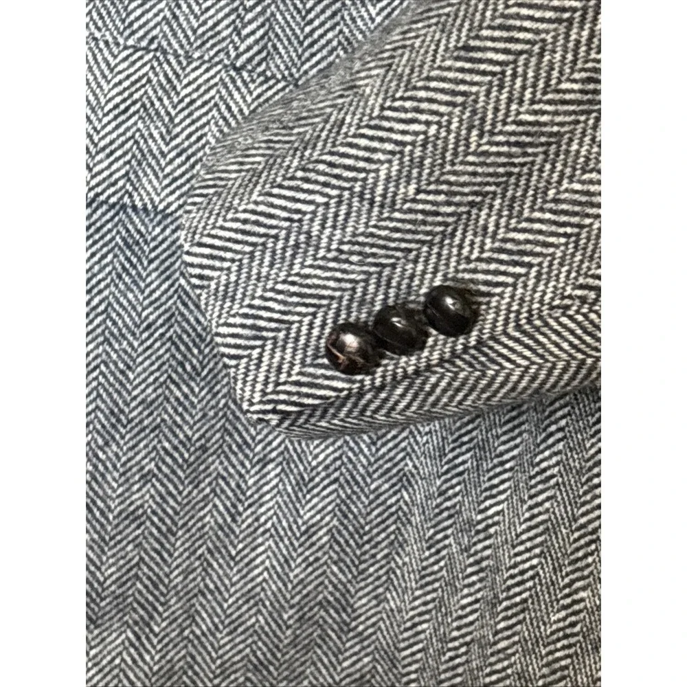 Anderson Little Mens Grey Herringbone Blazer Sport Coat Two Woven Buttons Jacket